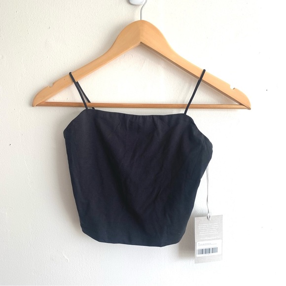 New Everlane The Cropped Square Neck Cami in Black Size XS - Picture 3 of 9